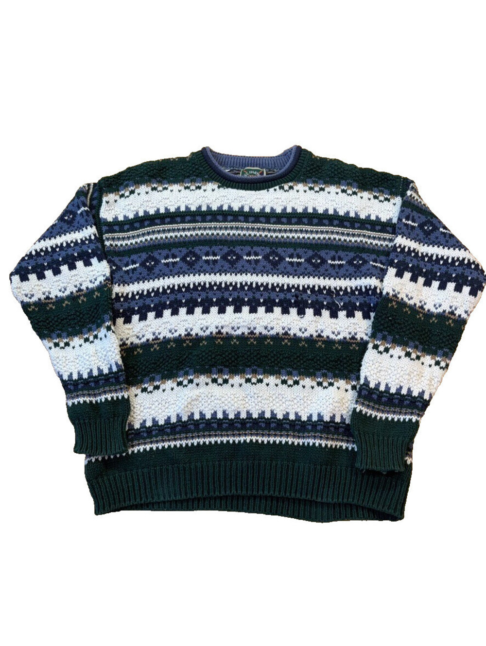 Vintage Lake Harmony Fair Isle Sweater Mens XL Cotton Knit